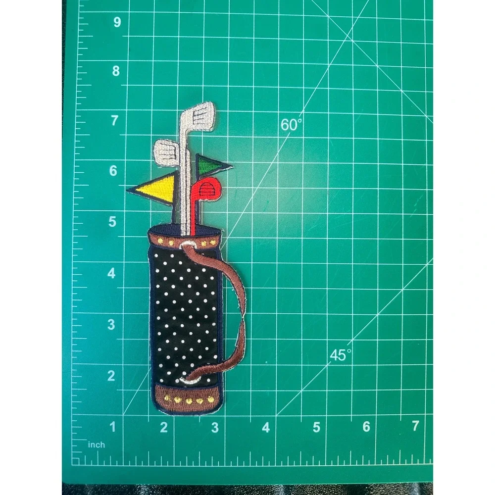 Golf Bag Patch Iron On Applique Embroidered Golf Clubs‎ Flags DIY Craft